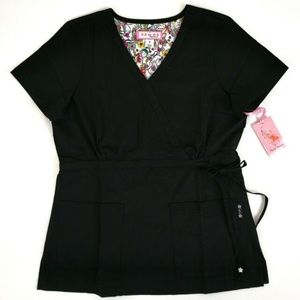 Koi by Kathy Peterson Mock Wrap Scrub Top